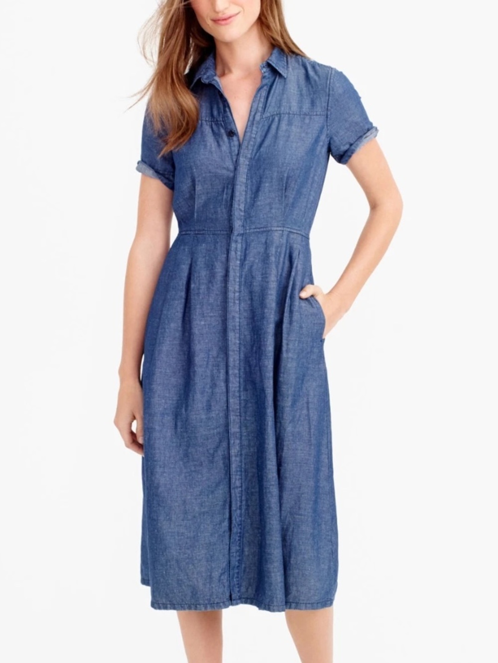 J.Crew Cotton & Linen Blend Denim Shirt Dress
